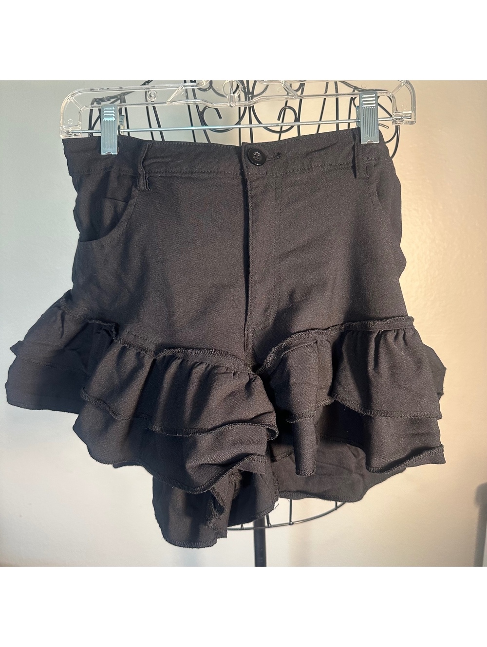 Black Short Shorts With Ruffles